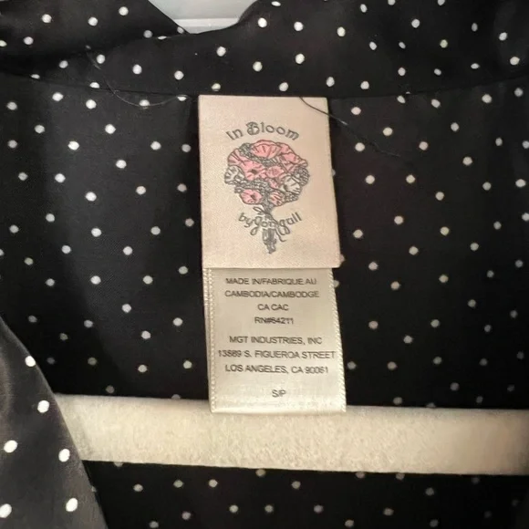 In Bloom Black and White Polka Dot Pajama Top with Red Trim - Picture 6 of 6